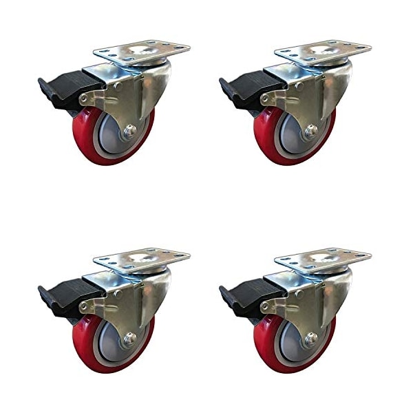 3-1/2" Total Locking Brake Swivel Caster, 1,200 LB Capacity p, PK4